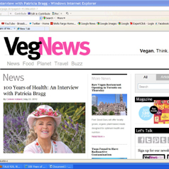 Veg News Published a Colleen Holland Article-Interview of Patricia Bragg on May 23